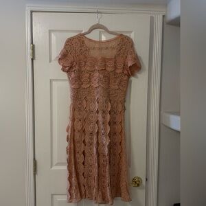Red Dress Boutique Lace Midi Dress in Peach